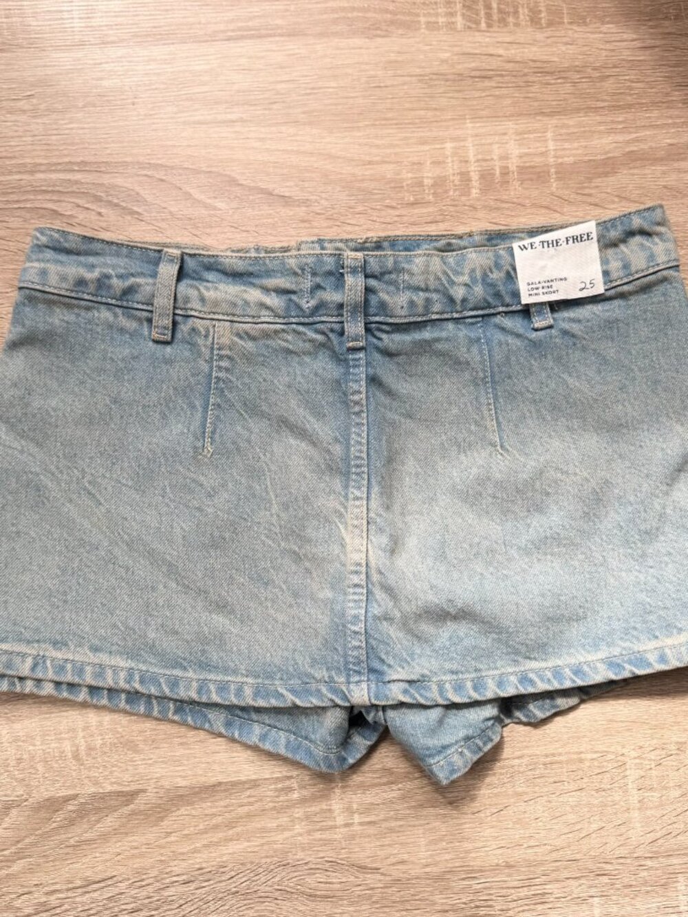 Free People Gallivanting Peekaboo Low-Rise Denim Skirt Coco Light Blue 28 - Picture 6 of 9